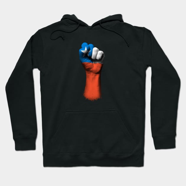 Flag of Chile on a Raised Clenched Fist Hoodie by jeffbartels